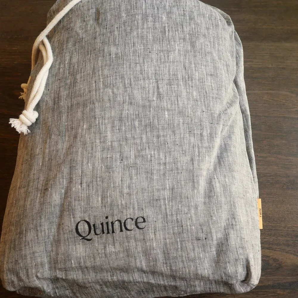 NEW Quince European Linen Duvet Cover + Shams Charcoal Chambray KING CALIF KING